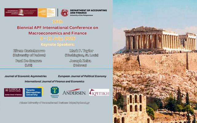 16th Biennial Athenian Policy Forum (APF) International Conference on Macroeconomics and Finance | Athens University of Economics and Business | 9–11 July 2026 