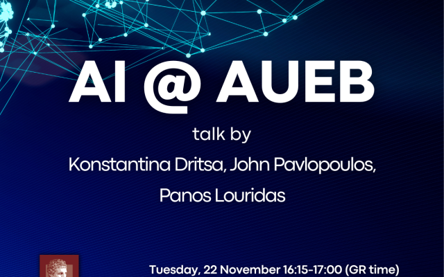 ΑΙ@AUEB talk: “What we Talk about When we Talk about Politics", by Konstantina Dritsa, John Pavlopoulos, Panos Louridas, 22 November, 16:15-17:00