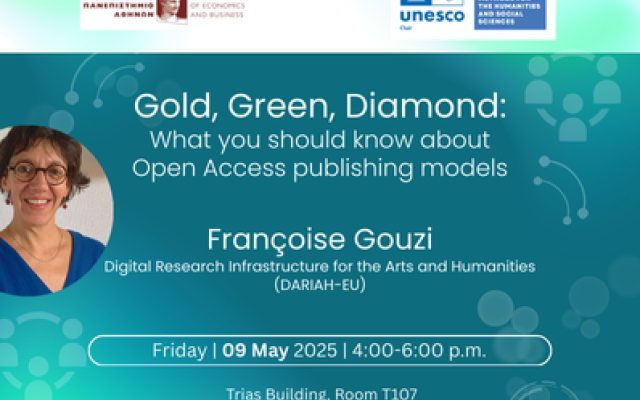Unesco Chair Lecture: Gold, Green, Diamond: What You Should Know About Open Access Publishing Models, by Françoise Gouzi