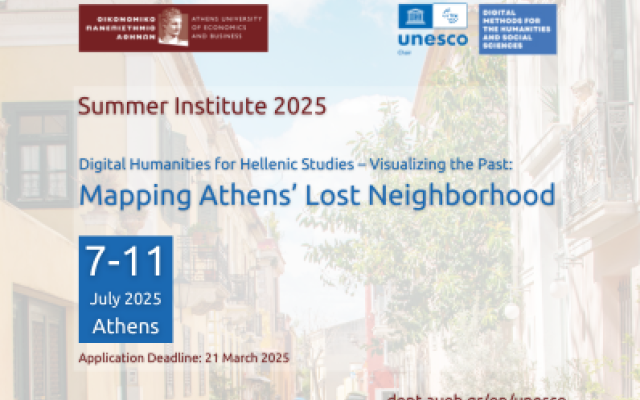 Summer Institute: Digital Humanities for Hellenic Studies – Visualizing the Past: Mapping Athens’ Lost Neighborhood, 7-11 Ιουλίου 2025, Αθήνα